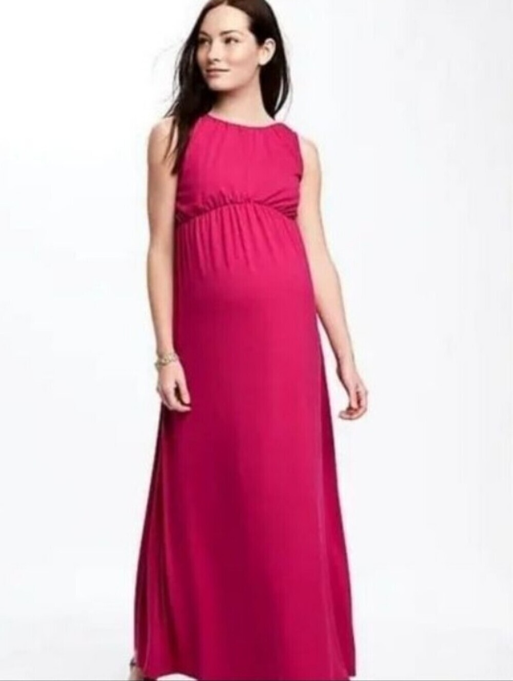 Old Navy Fuschia Hot Pink Sleeveless Empire Waist Maternity Maxi Dress XS
